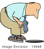 #14948 Middle Aged Caucasian Man Looking Down A Man Hole Clipart