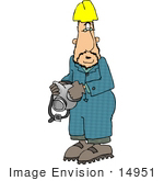 #14951 Worke Man In A Hardhat Holding A Respirator Clipart