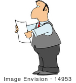 #14953 Business Man Holding A Blank Piece Of Paper Clipart