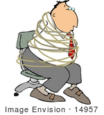 #14957 Caucasian Business Man Tied Up In A Chair Clipart