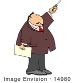 #14980 Man Pointing Upwards And Holding A Paper Clipart