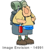 #14991 Hiker Man With Camping Gear Clipart