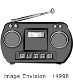 #14998 Gray Radio With A Tape Player Clipart