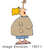 #15011 Blond Woman Holding Her Arm Up In Defiance Clipart