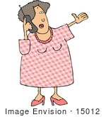 #15012 Middle Aged Caucasian Woman Talking On A Cell Phone Clipart