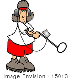 #15013 Caucasian Woman Using A Metal Detector Clipart