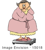 #15018 Shocked Overweight Woman On A Scale Clipart