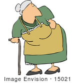 #15021 Senior Woman With A Cane And A Sore Back Clipart
