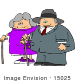 #15025 Senior Couple Walking With Canes Clipart