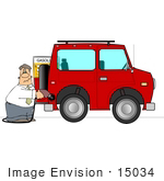 #15034 Man Pumping Gas Into His Suv Clipart