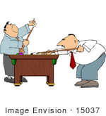 #15037 Two Men Playing A Game Of Pool Clipart