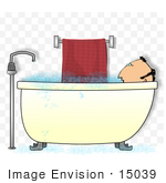 #15039 Middle Aged Caucasian Man Taking A Bubble Bath Clipart