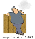 #15049 Man Smoking A Cigarette While Leaning Against A Fence Clipart