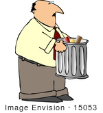 #15053 Man Taking Out A Silver Trash Can Clipart