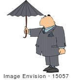 #15057 Caucasian Business Man Holding An Umbrella Clipart