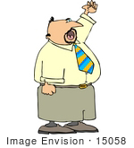 #15058 Caucasian Business Man Waving and Yelling Clipart by DJArt
