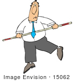 #15062 Struggling Business Man Holding Onto A Balance Bar On A Tightrope Clipart