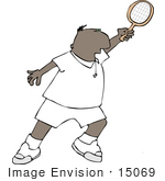 #15069 African American Man Playing Tennis Clipart