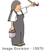 #15070 Girl Painting With Red Paint Clipart