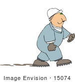#15074 Worker In Coveralls And A Hardhat Chewing Tobacco Clipart