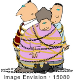 #15080 Family Tied Up In Chains Clipart