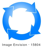 #15804 Blue Circle With Four Arrows Moving Clockwise Clipart