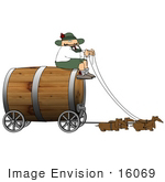#16069 Dachshund Dogs Pulling A Coachman And Wooden Barrel Keg Wagon For Oktoberfest Clipart