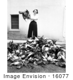 #16077 Picture Of A Woman Near A Pile Of Dead Game Birds