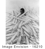 #16210 Picture Of An African American Child In A Wood Pile