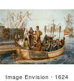 #1624 Illustration Of The First Voyage Of Christopher Columbus