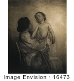 #16473 Picture Of A Mother And Child In Sepia Tone