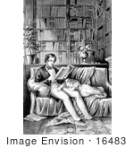 #16483 Picture Of A Father Reading In A Library His Daughter Sleeping At His Side