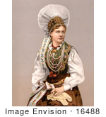 #16488 Picture Of A Beautiful Young Woman In Traditional Clothes Carniola Austro-Hungary