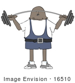 #16510 African American Weightlifter Man Clipart