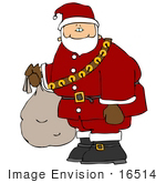 #16514 Saint Nicholas In Full Costume Carrying A Sack Clipart