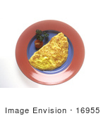 #16955 Picture Of An Egg Omelette Breakfast Plate Garnished With A Cherry Tomato And Parsley