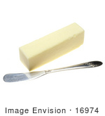 #16974 Picture Of A Butter Knife Resting Beside An Unwrapped Stick Of Butter