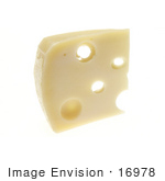 #16978 Picture Of Wedge Of Swiss Cheese With Holes Over A White Background