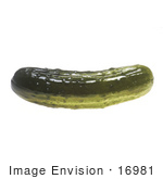 #16981 Picture Of One Whole Pickled Cucumber With Dark Green Flesh