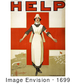 #1699 Picture Of A Nurse And Cross On An Australian Red Cross Society Poster
