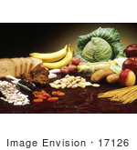 #17126 Picture Of A Still Life Of Fruits Vegetables Breads Grains And Noodles
