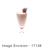 #17138 Picture Of A Strawberry Milk Shake With A Blue Straw Topped With A Whole Strawberry