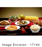 #17144 Picture Of Wheat Bread Carrots Strawberries Beans Rice Cereal Corn Pear And Broccoli