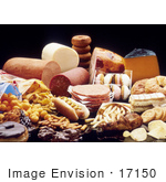 #17150 Picture Of Foods High In Fat; Chips Donuts Chocolates Meats Cheeses And French Fries