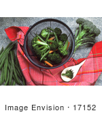 #17152 Picture Of Shredded Carrots Broccoli And Green Beans In A Collander