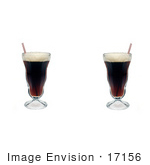 #17156 Picture Of Two Frothy Root Beer Sodas With Straws In Glasses