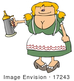 #17243 Blond Oktoberfest Woman Holding A Beer Stein Clipart