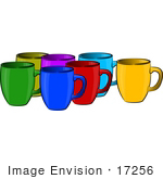 #17256 Group Of Different Colored Coffee Mugs Clipart