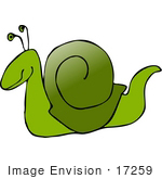 #17259 One Snail With A Dark Green Shell And Lighter Green Flesh Clipart