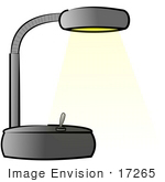 #17265 Gray Desk Lamp Turned On Clipart